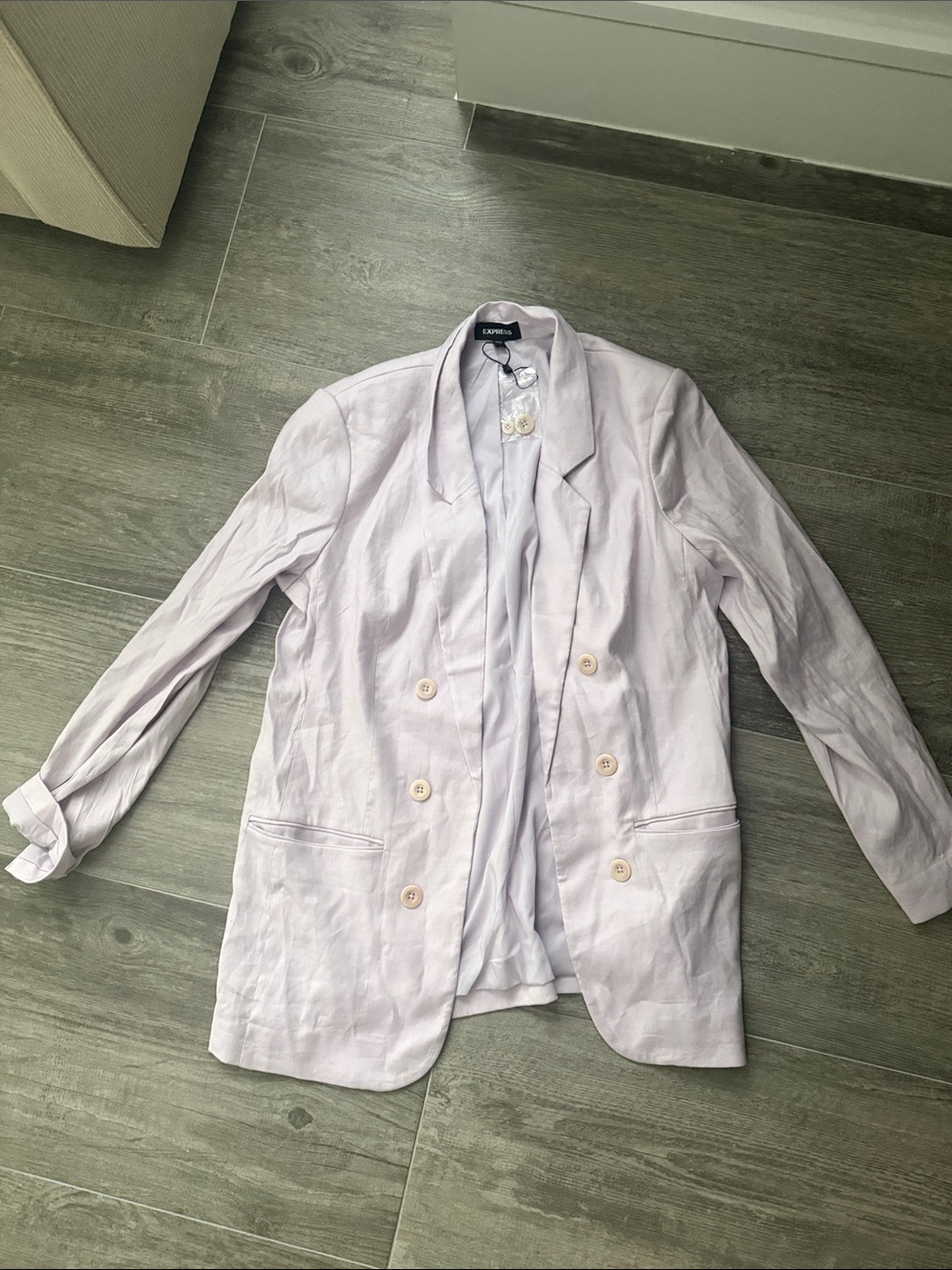 Express Light Lavender Double-Breasted Blazer